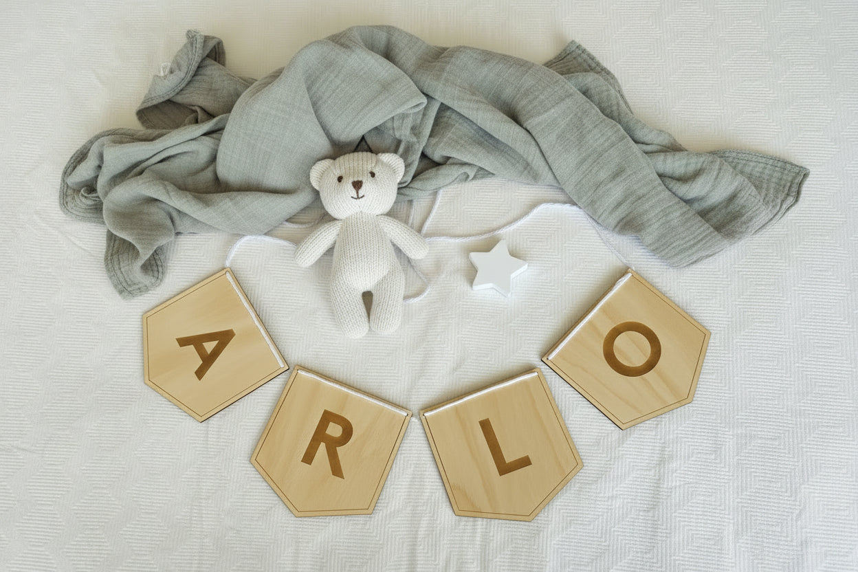 personalised wooden name bunting