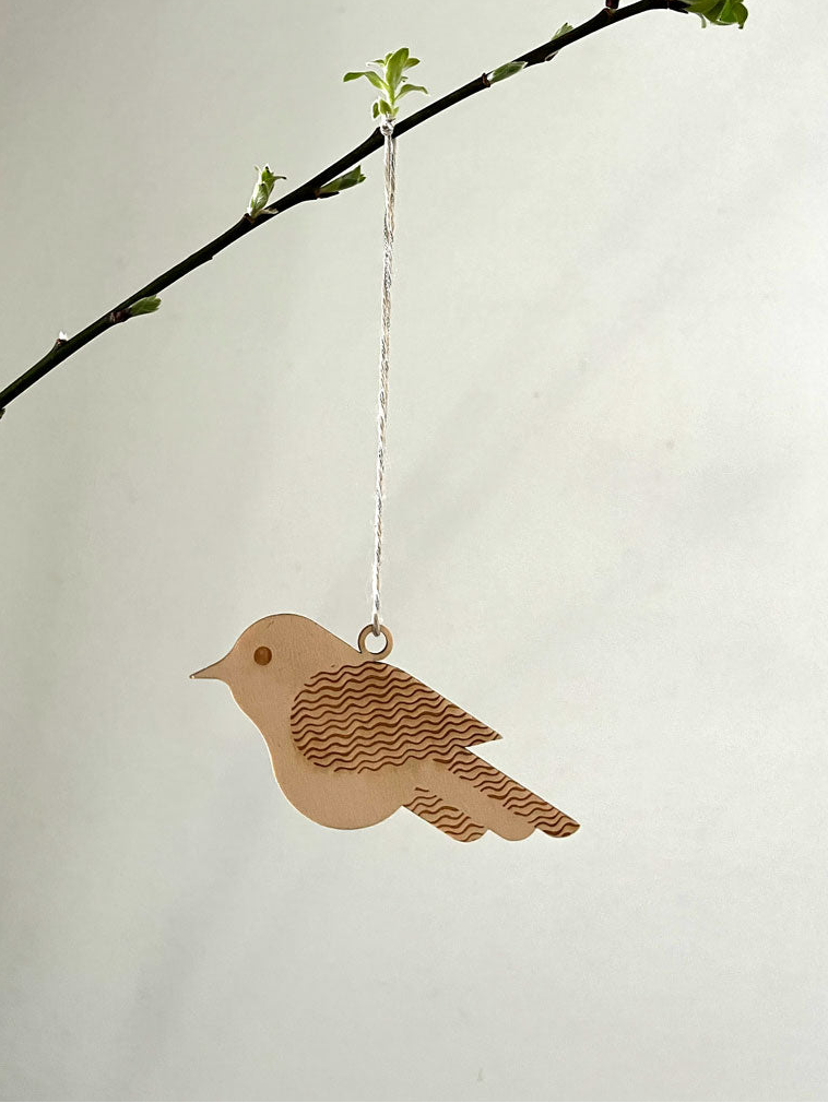 Set of 10 Timber Bird Ornaments