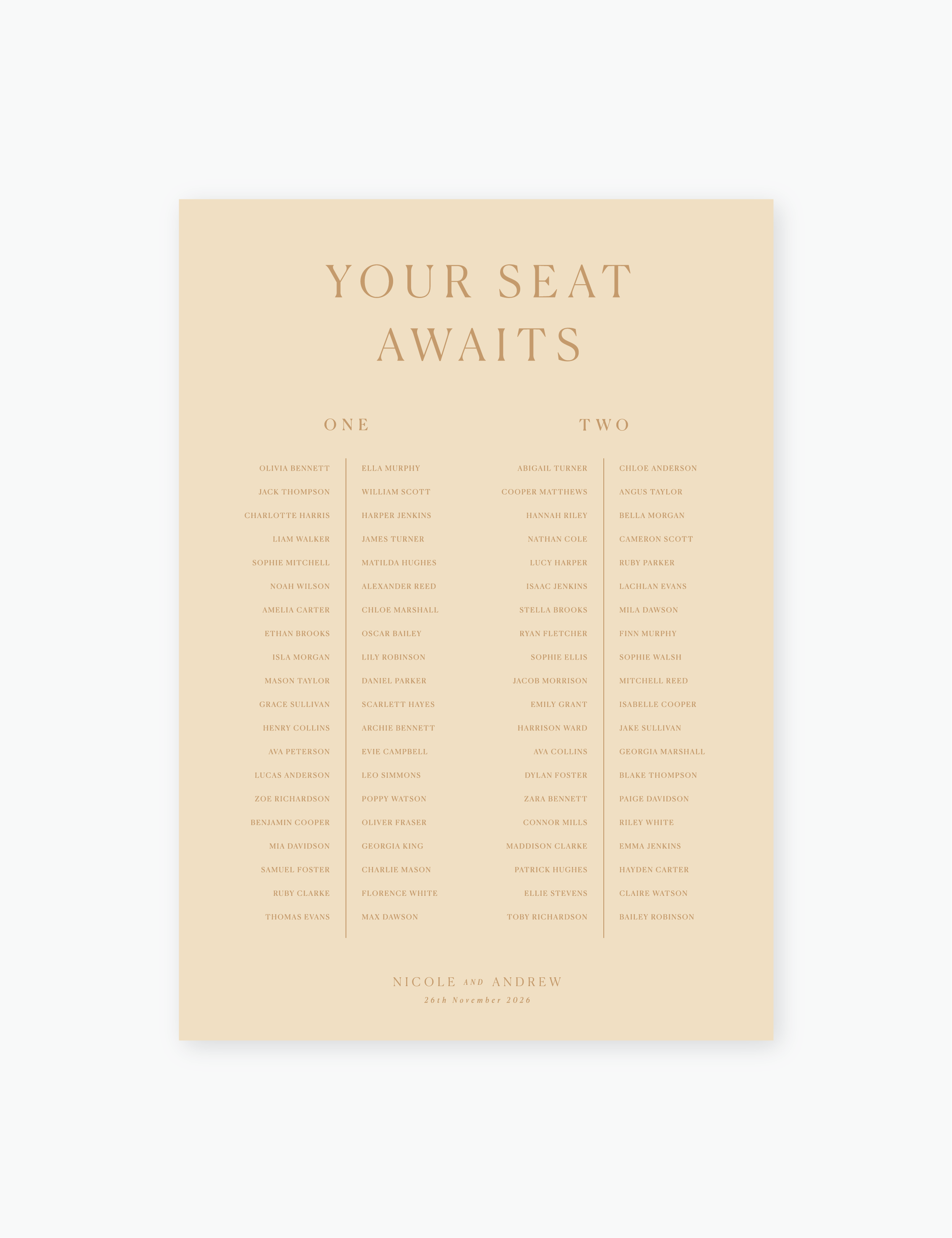 Classique Seating Chart