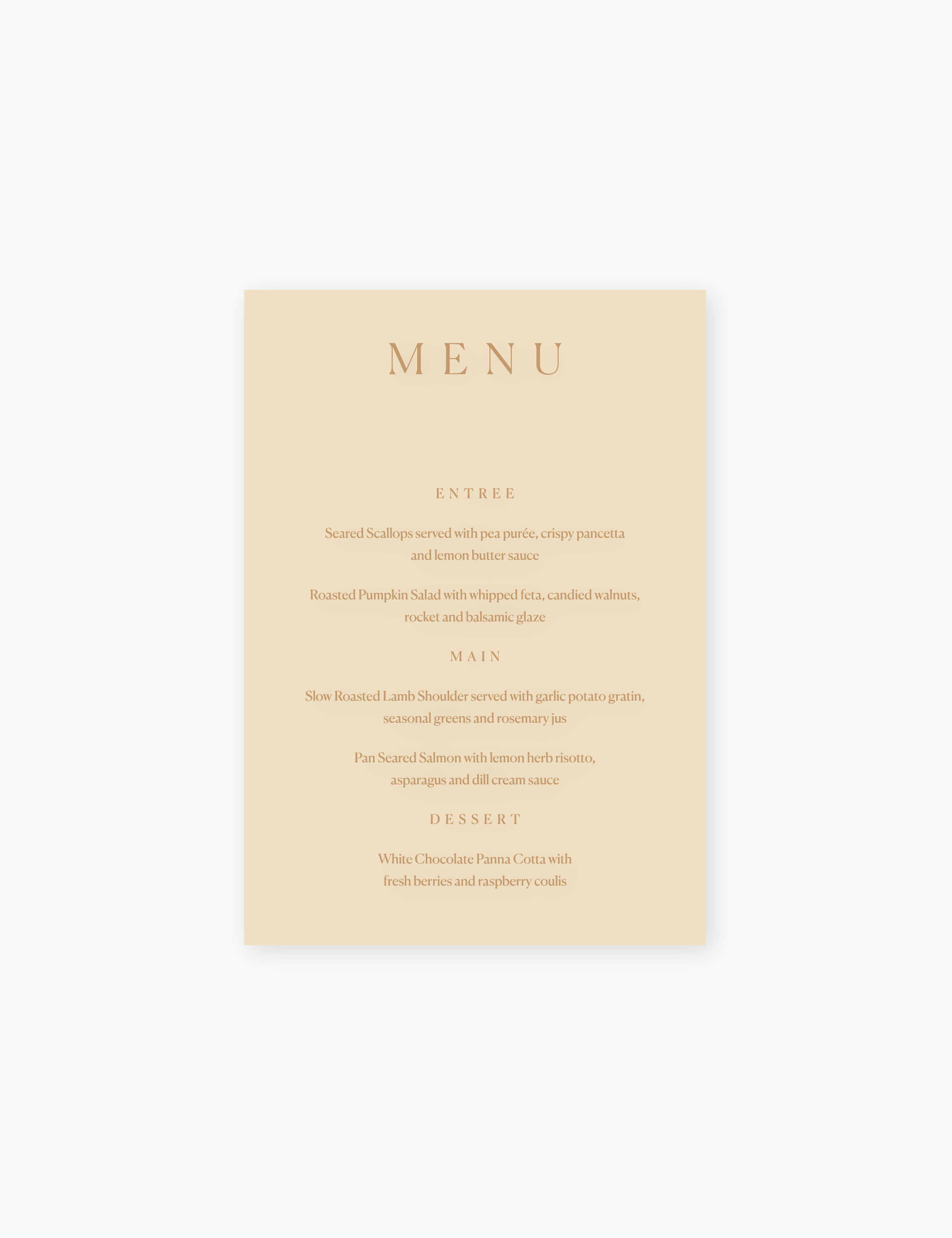 Classique Table Menus
