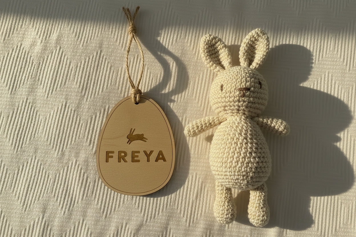 Personalised Timber Easter Egg Basket Tag