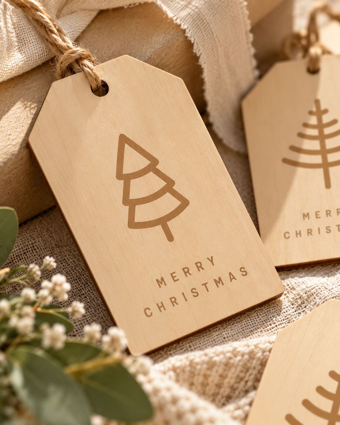 Engraved Timber Christmas Gift Tags – Set of 10_Close up