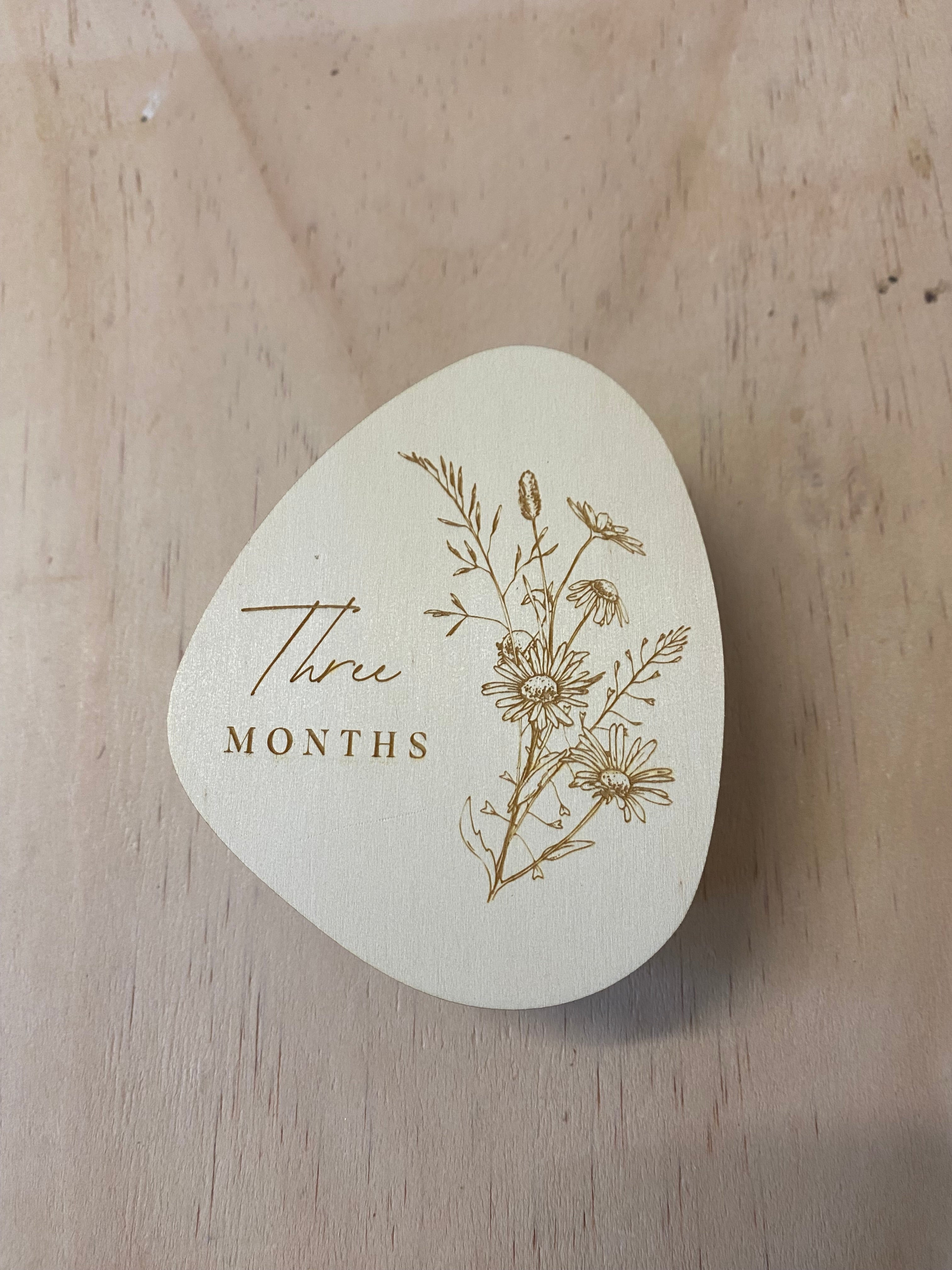 Timber Engraved Baby Milestone Cards – Wildflower Collection