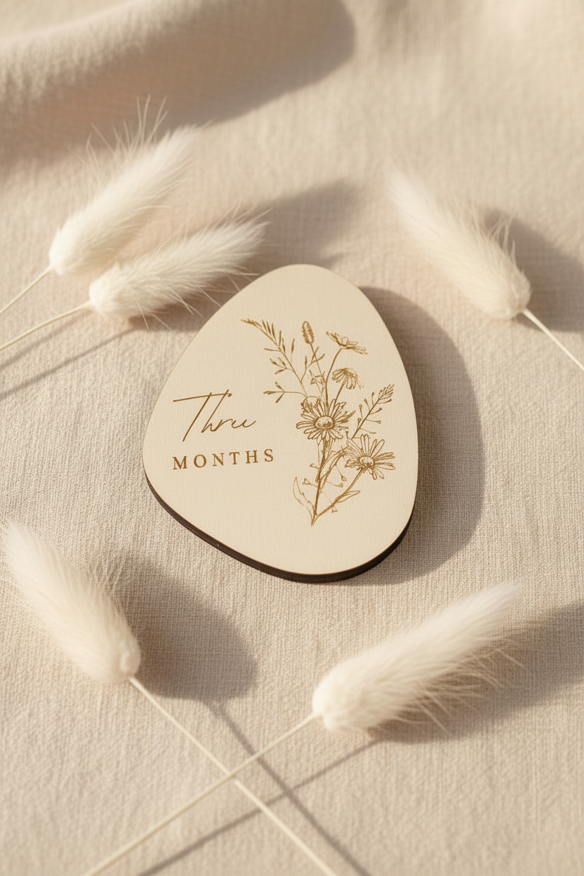 Timber Engraved Baby Milestone Cards – Wildflower Collection
