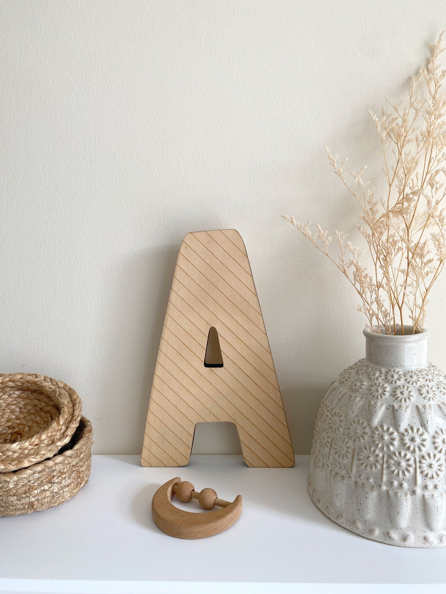 kids room wall letters, nursery room, neutral timber decor