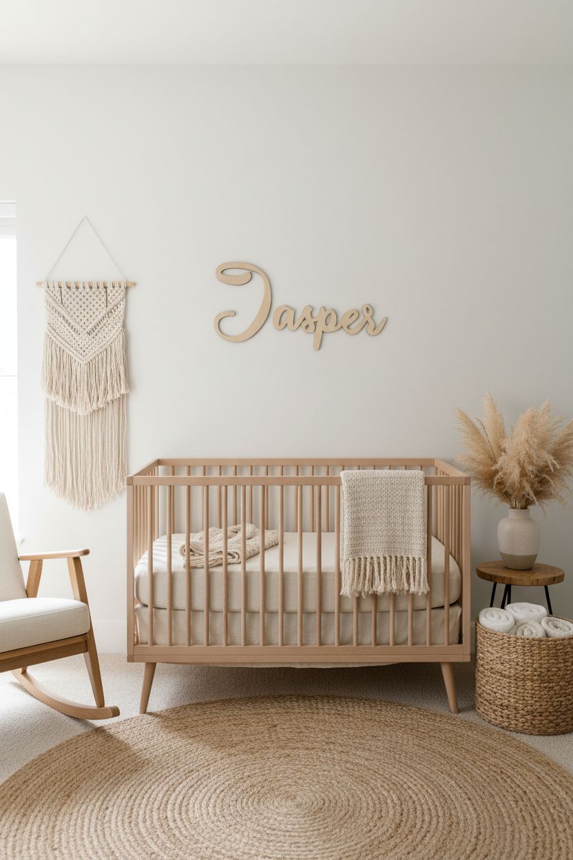 nursery room sign, timber kids name wall script, laser cut, personalised kids room sign