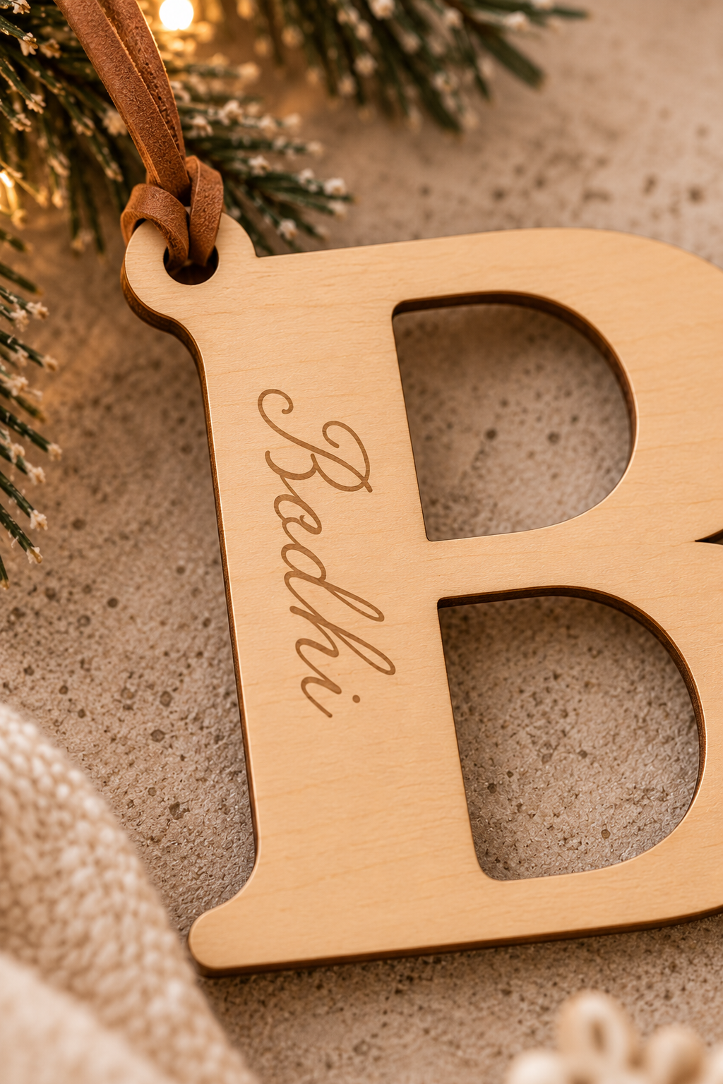 Laser Cut letter decorations for christmas tree_Personalised