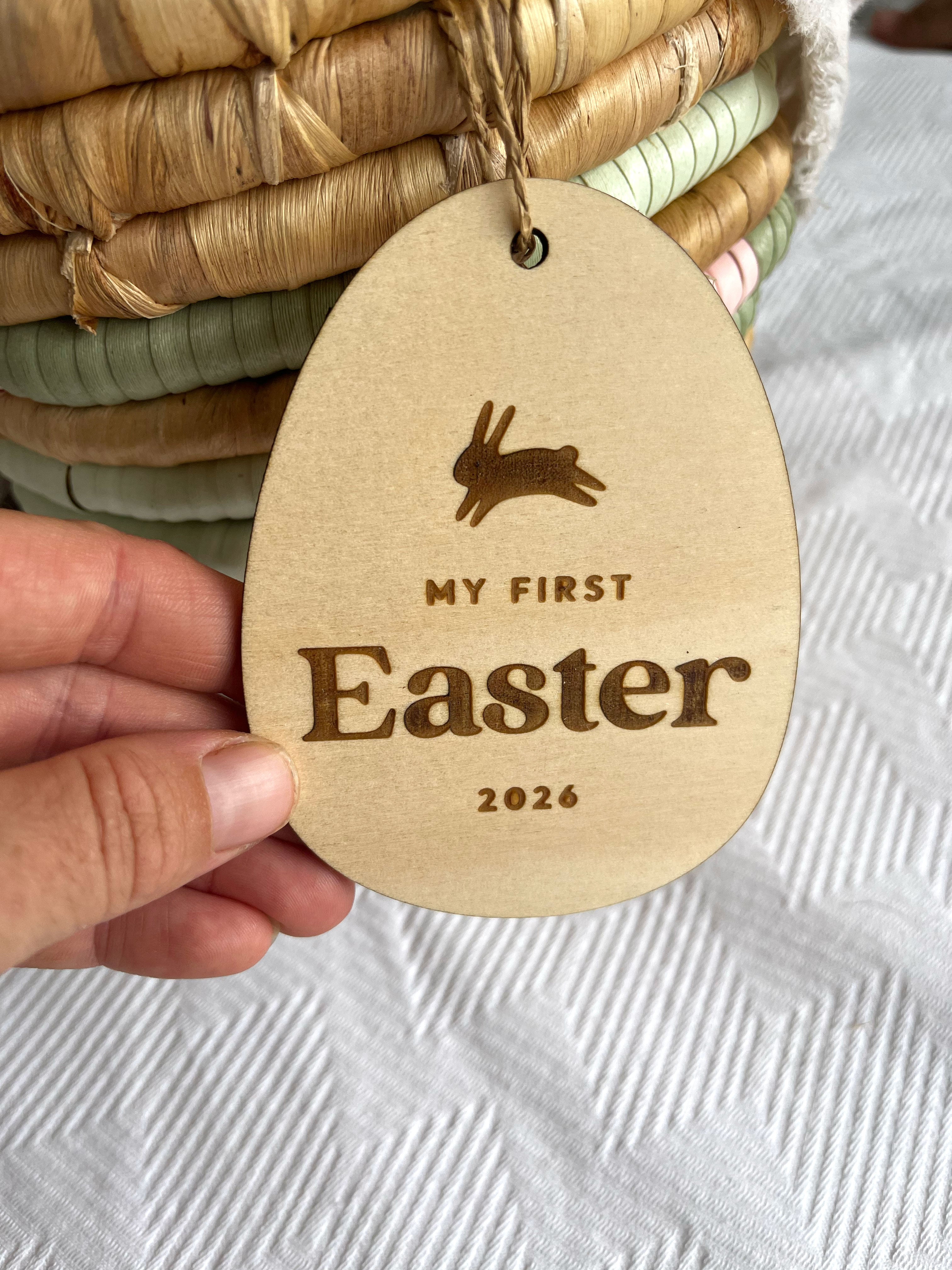 easter, easter bunny tag, my first easter tag, laser engraved easter tag, easter basket tag