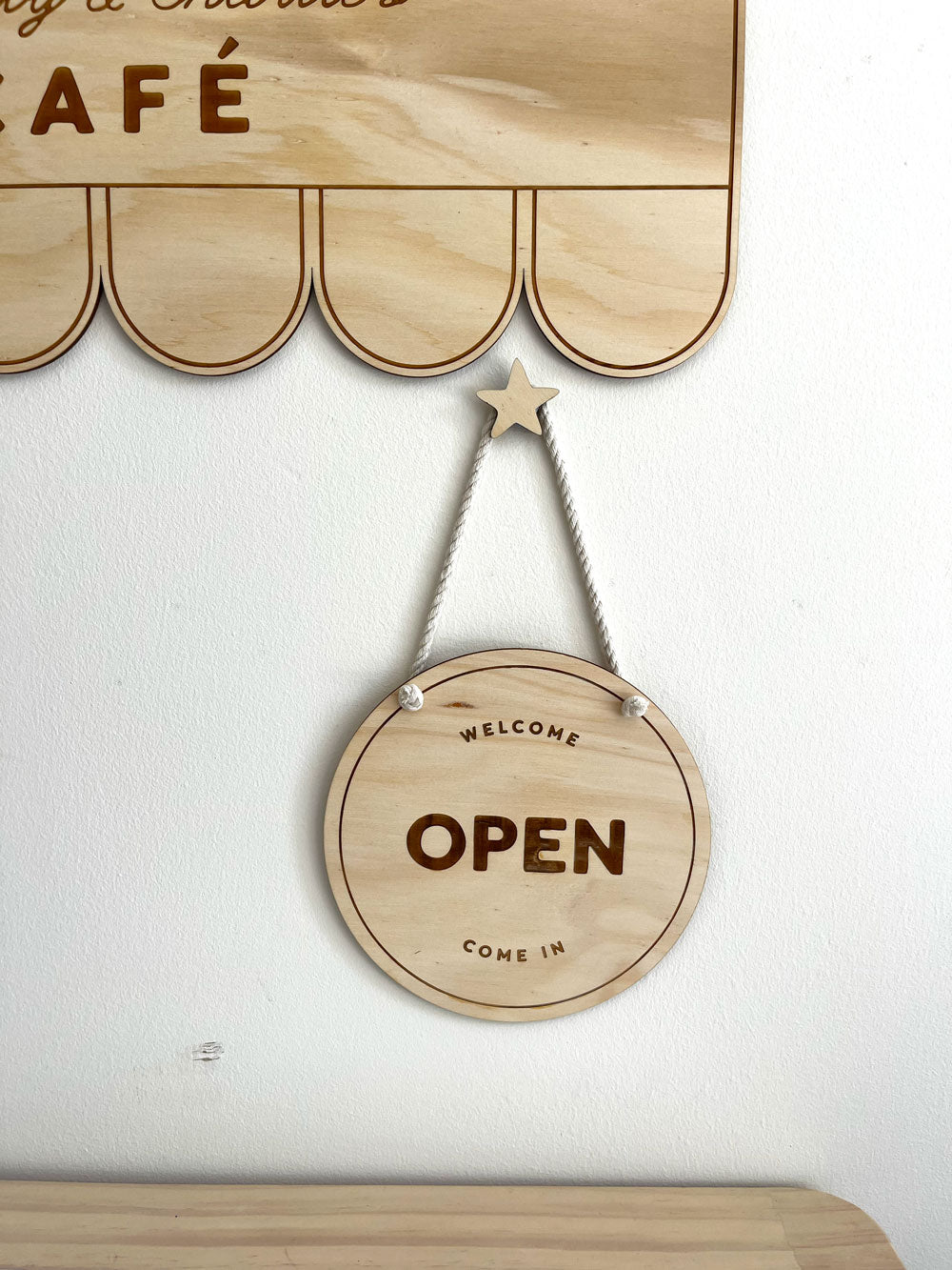 open/ closed business sign, kids play cafe sign