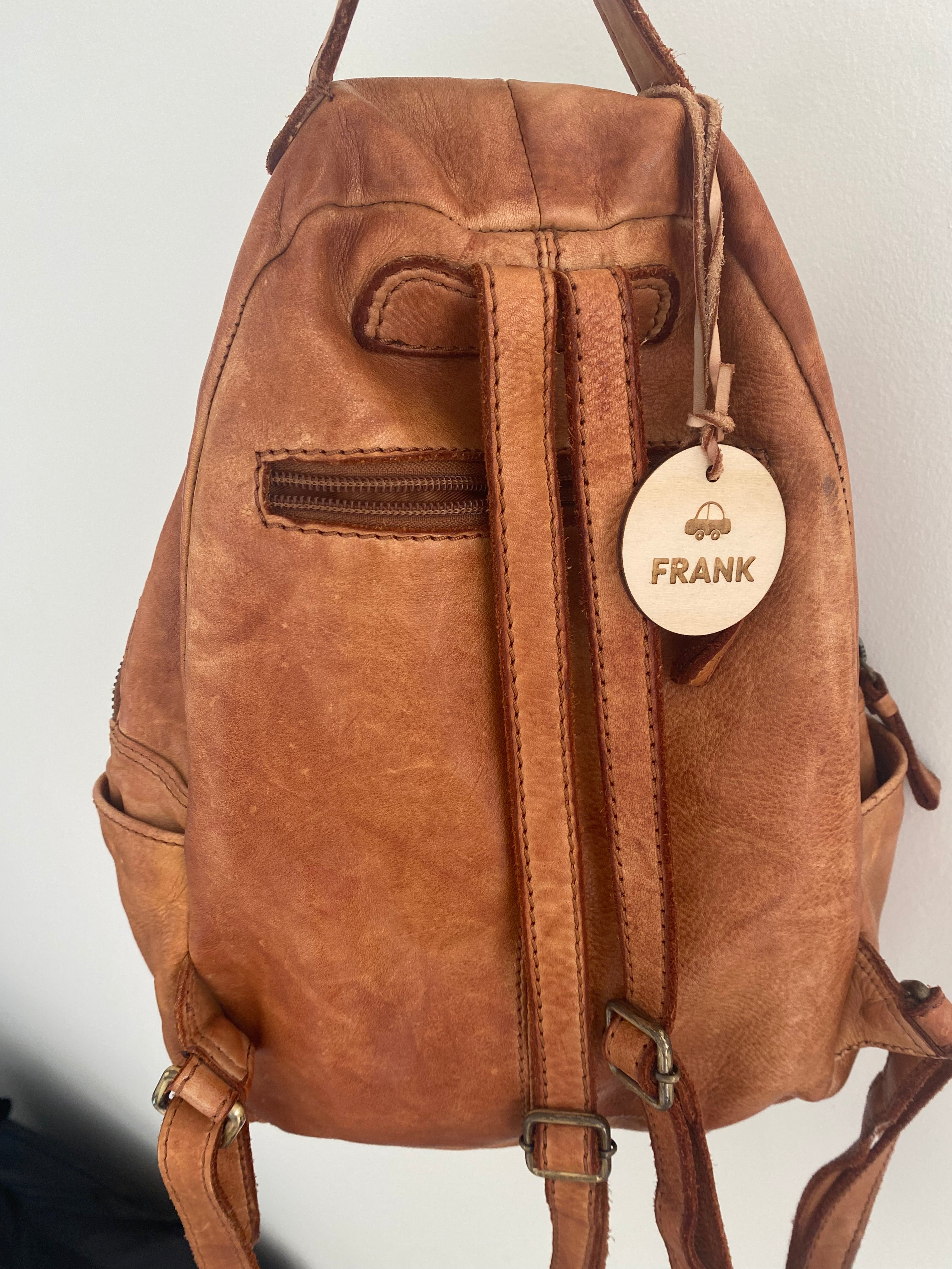 custom kids name bag tag, laser engraved wood