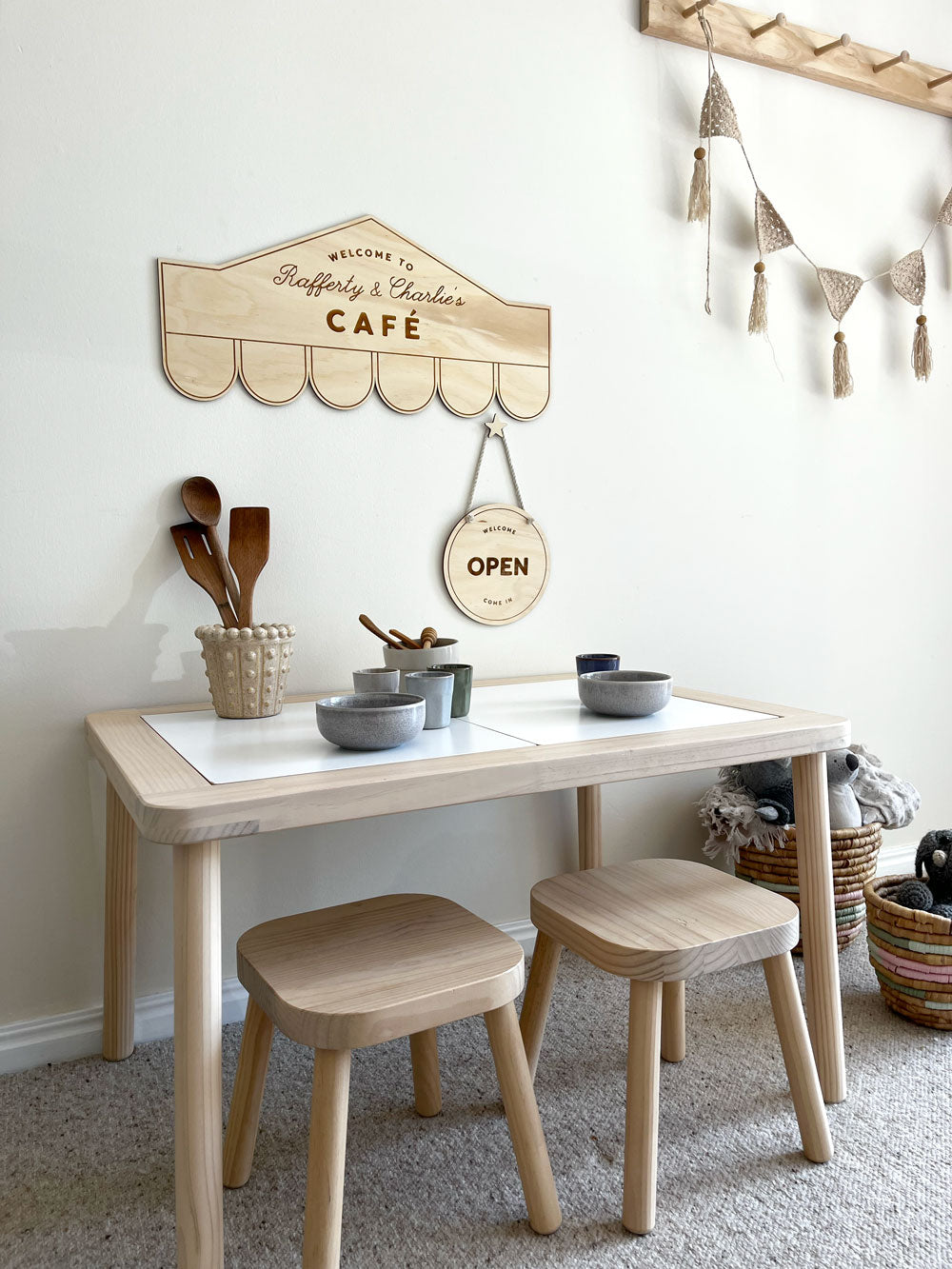 childrens play kitchen sign, custom kids cafe, kids cafe sign