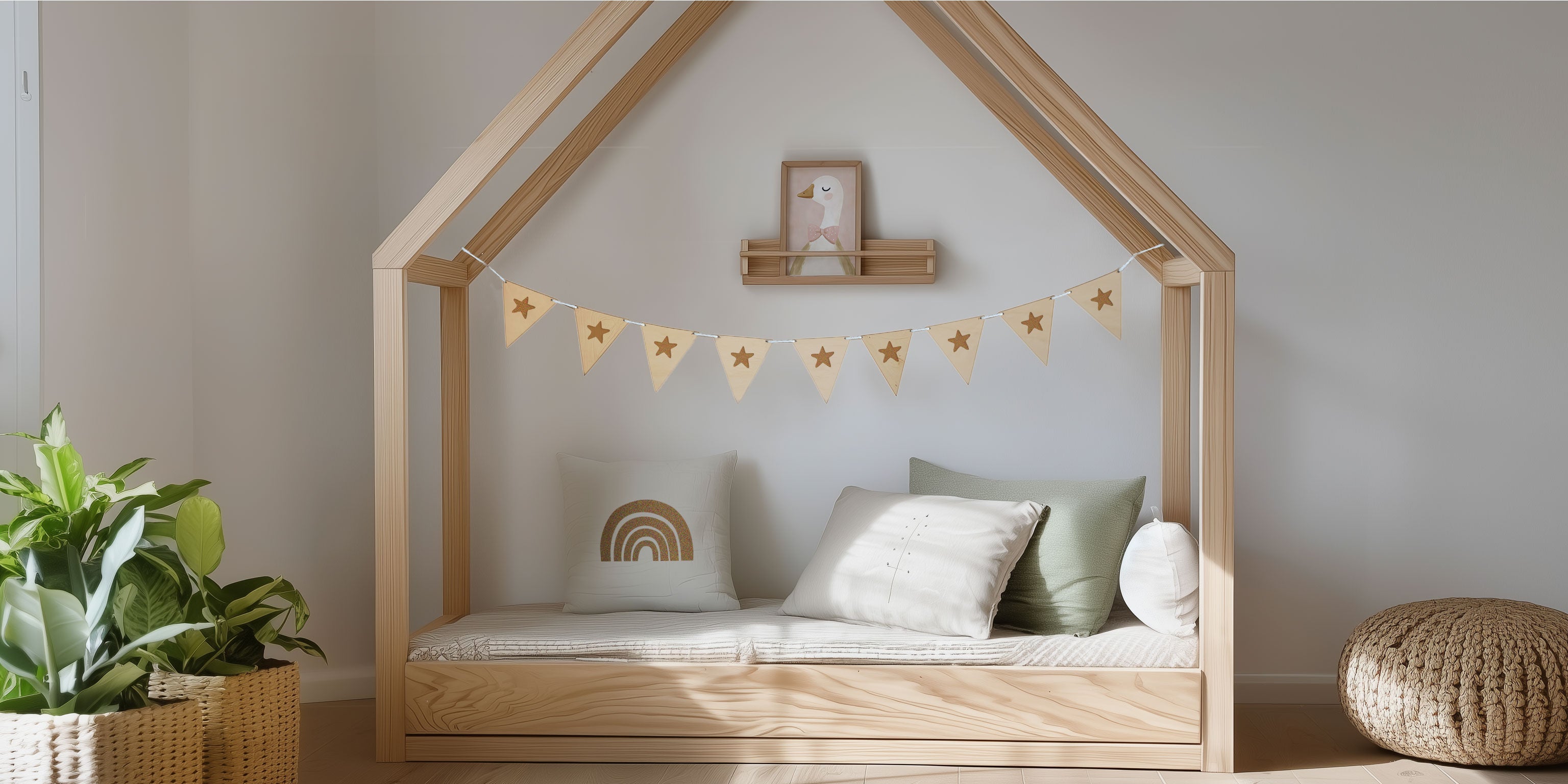 kids room timber flags, nursery bunting, laser engraved