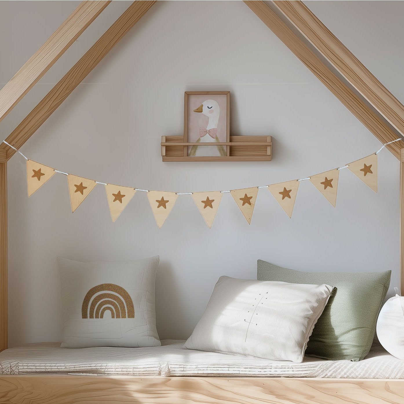 kids room bunting flag, wooden flag nursery decor