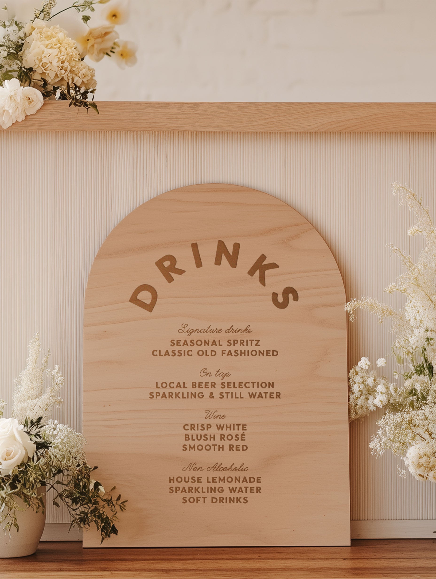 timber wedding bar sign, laser engraved wedding signage