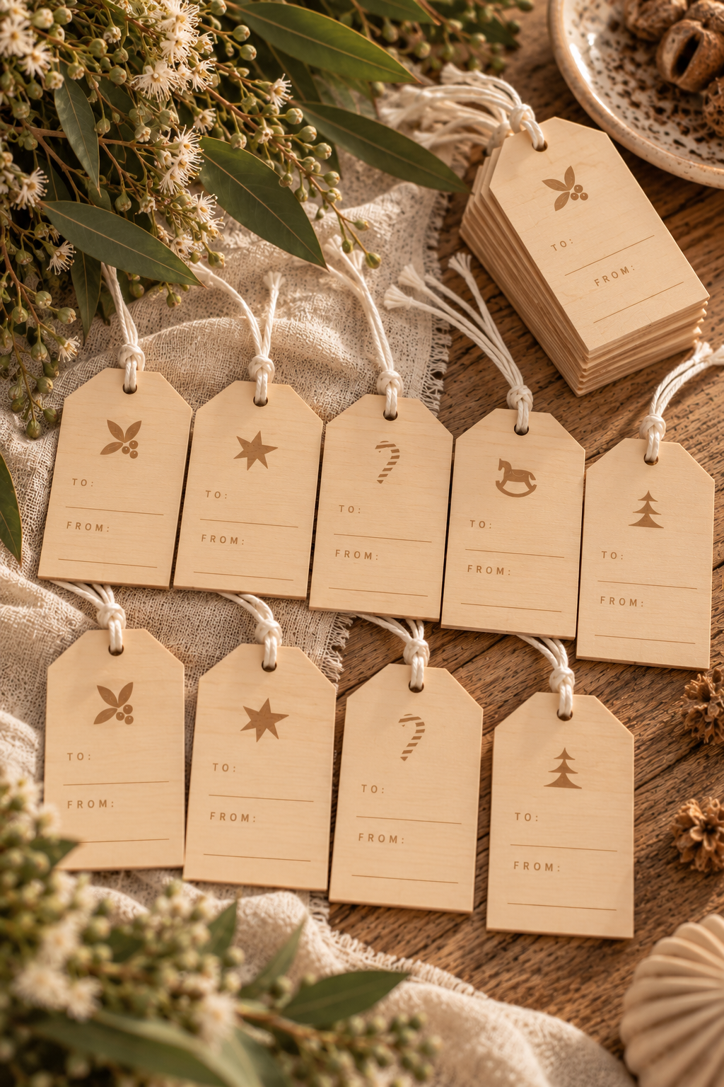 Timber Engraved Christmas To & From Gift Tags – Set of 10