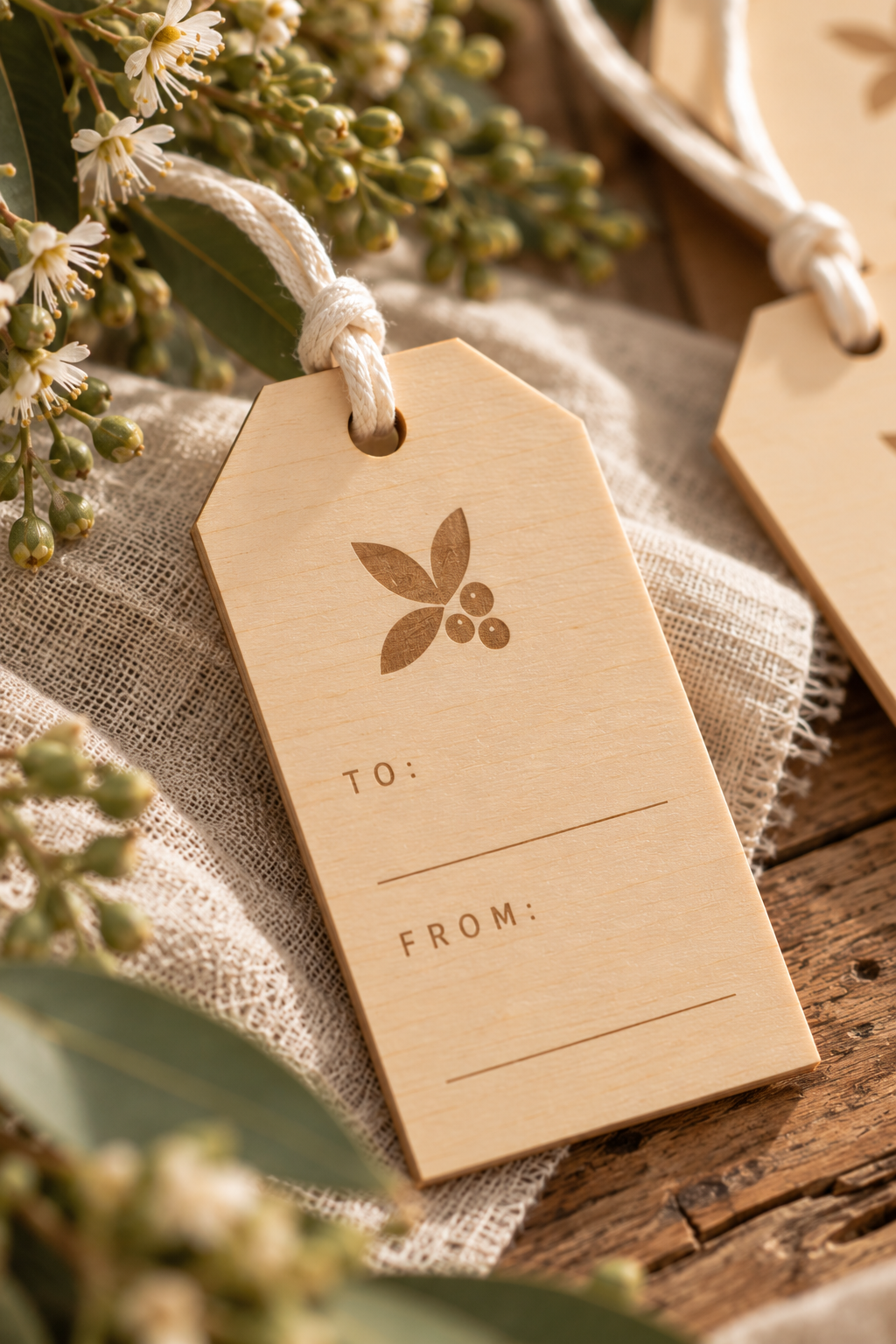 Timber Engraved Christmas To & From Gift Tags – Set of 10_Close up