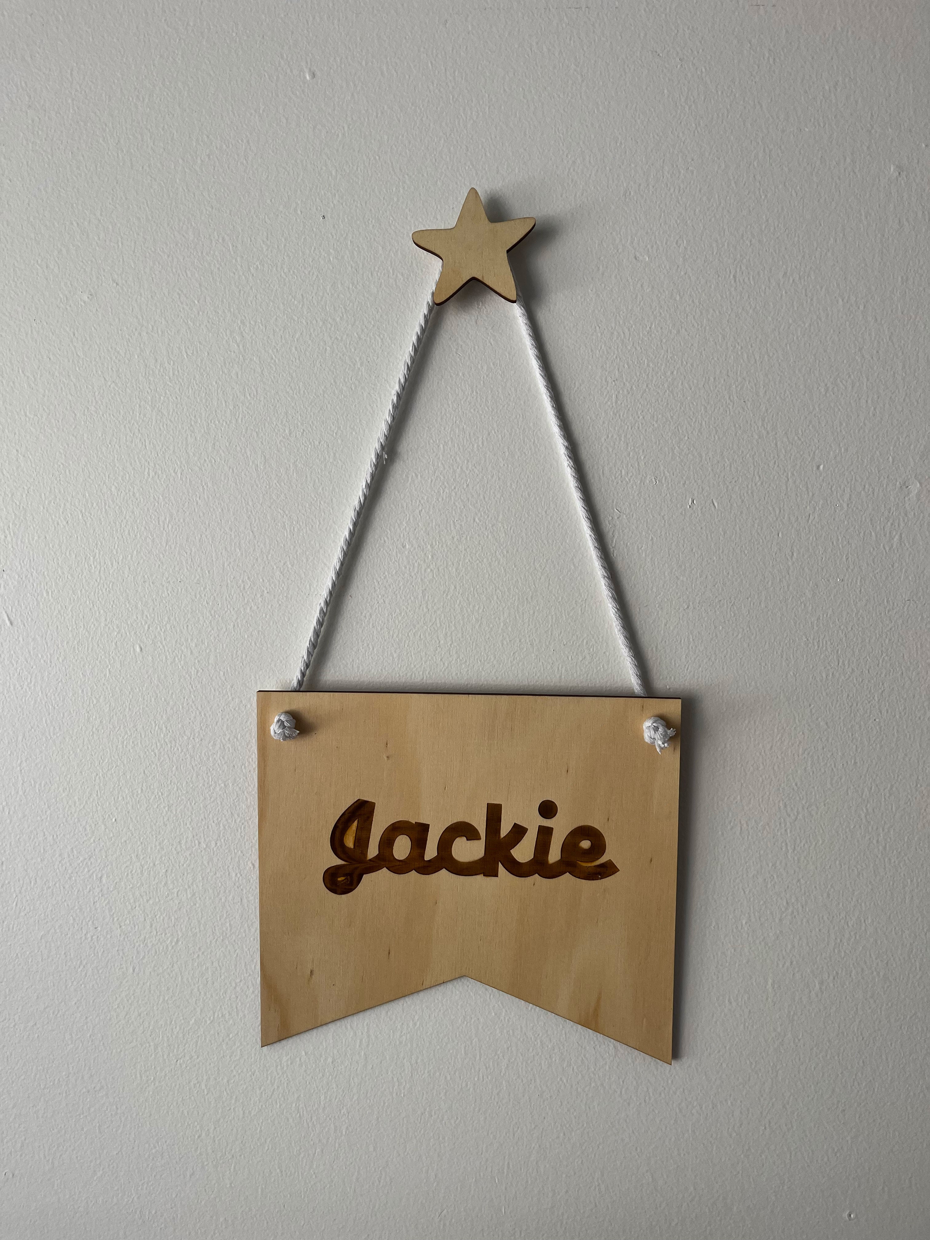 personalised kids name room sign, laser engraved timber