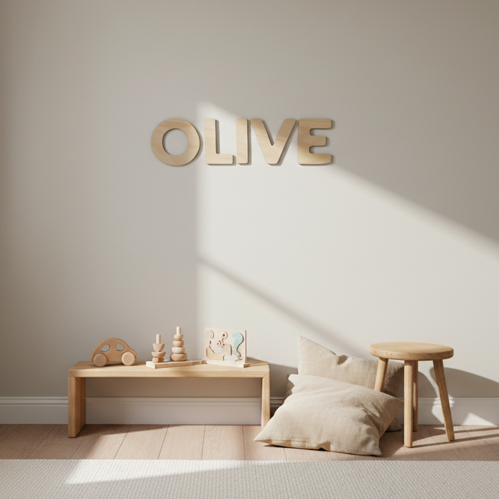 kids name wall script Nursery room kids room with timber sign