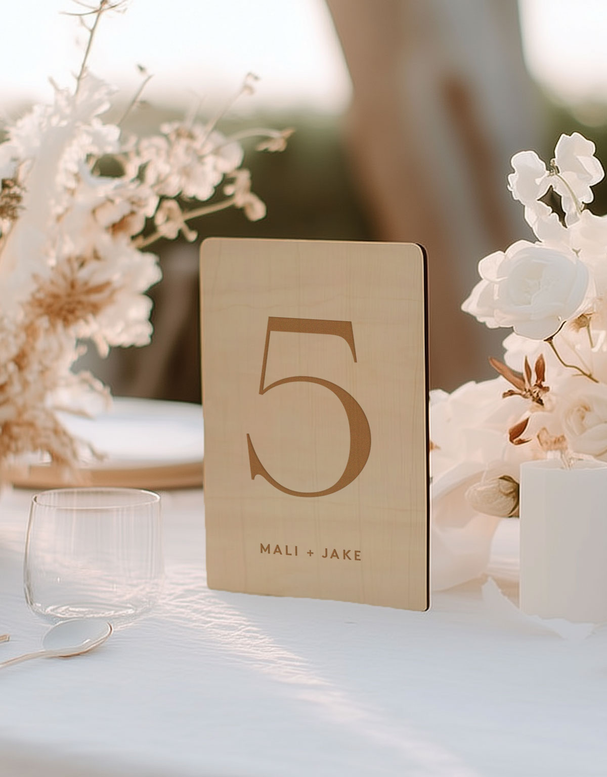 wedding table signage, table numbers, sustainable wood