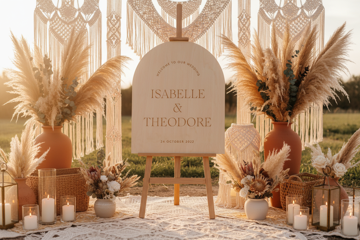 wedding welcome sign, timber wedding signage, wedding name signs