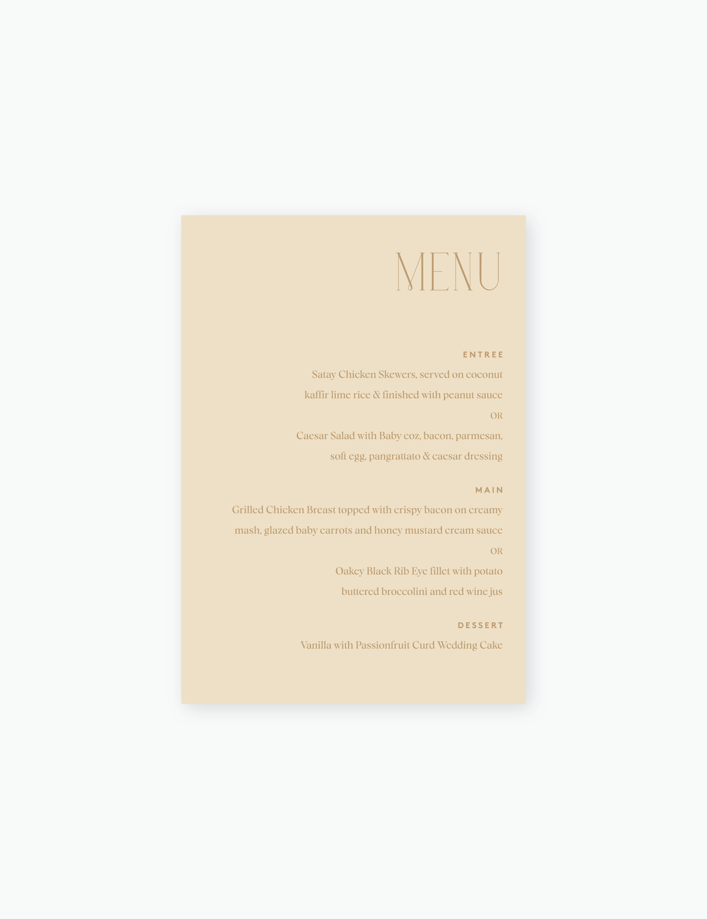 Willow Table Menus