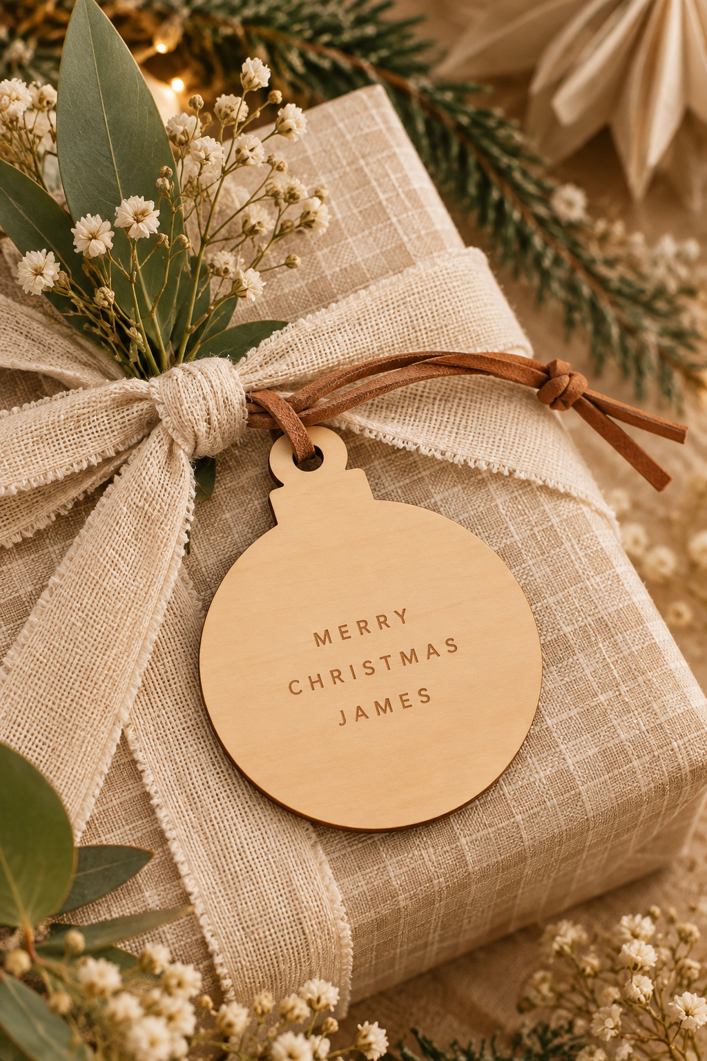 Wooden Engraved Merry Christmas Ornaments Set of 5_Personalised Gift Wrapping